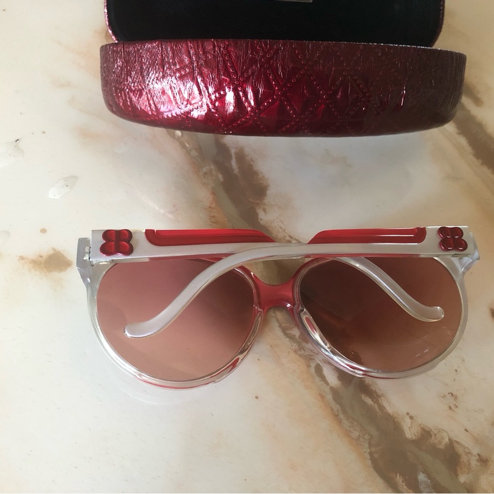 Corinne McCormick, burgundy and silver sunglasses with burgundy sunglasses case - Picture 8 of 9